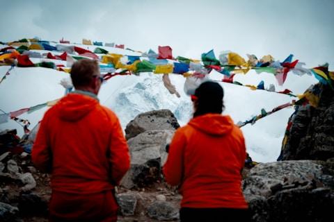 Trekkers at Everest base camp