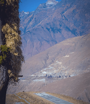 Lukla runway and mountain landscape