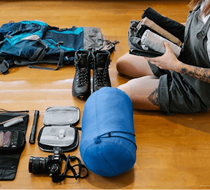 Travel gear packed for Lukla trip