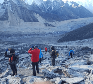 Trekkers walking in the Everest region