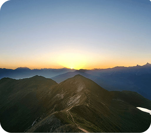 Mountain sunrise landscape showing trekking routes from Lukla